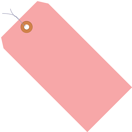 5 <span class='fraction'>1/4</span> x 2 <span class='fraction'>5/8</span>" Pink 13 Pt. Shipping Tags - Pre-Wired